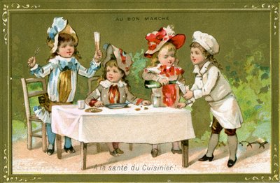 ¡Salud al cocinero!, tarjeta promocional de los Grandes Almacenes Bon Marché, c.1890 de French School