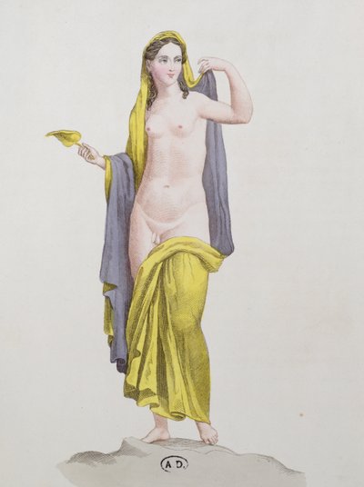 Hermafrodita, de un fresco pompeyano, c.1800 de French School