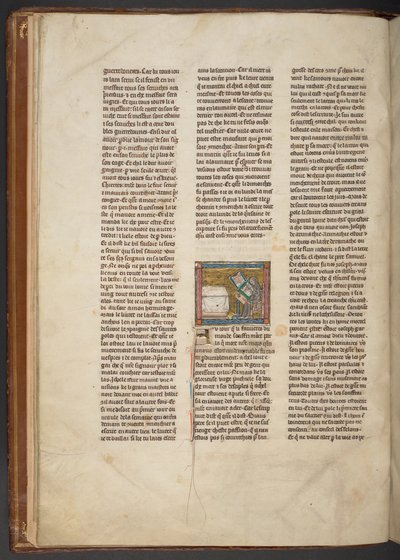 Ermitaño escribiendo en un escritorio, de "Estoire del Saint Graal, La Queste del Saint Graal, Morte Artu", c.1315-25 (tinta sobre pergamino) de French School