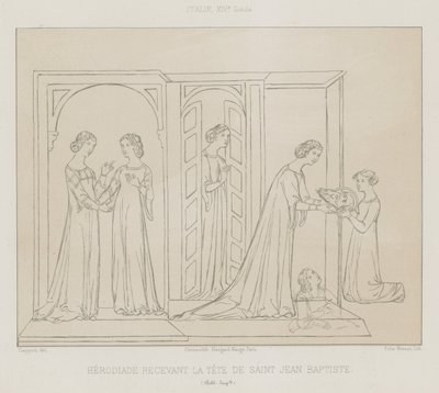 Herodías recibiendo la cabeza de Juan el Bautista de French School