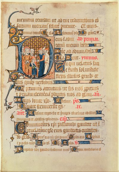 Inicial historiada D de un Salterio de French School