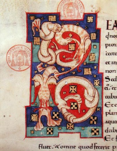 Inicial historiada, de una Biblia Latina de French School