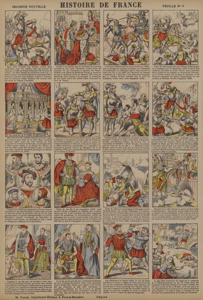 Historia de Francia desde la muerte de Carlos VIII hasta la matanza de San Bartolomé (litografía en color) de French School