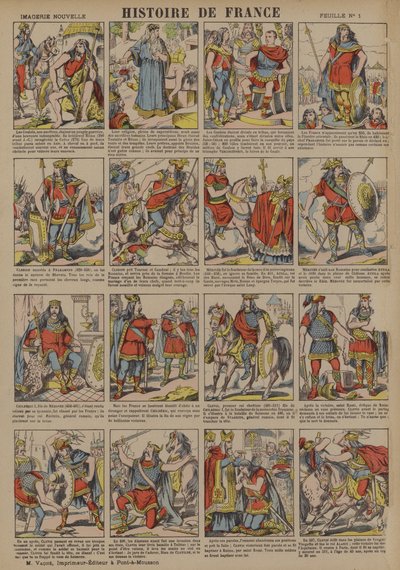 Historia de Francia desde la época de los galos hasta el reinado de Clodoveo (litografía en color) de French School