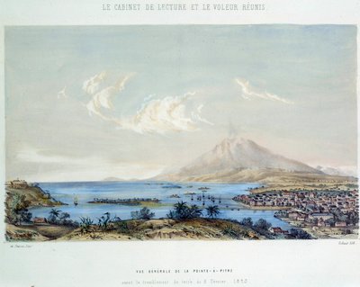 Historia de las colonias francesas: vista general de Pointe-à-Pitre en Guadalupe antes del terremoto del 8/02/1843 de French School
