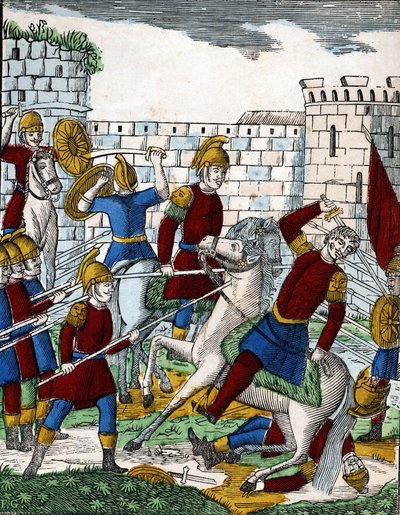 Historia de los cuatro hijos Aymon; El traidor Ganelón, emboscado en el valle de Soissons, mata al Duque de Beauves d