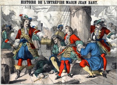 Historia del intrépido marinero Jean Bart Jean Bart (1650-1702), corsario francés. Imágenes de Epinal de finales del siglo XIX. de French School