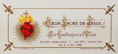 Estampa sagrada, dedicada al Sagrado Corazón, 1906 de French School