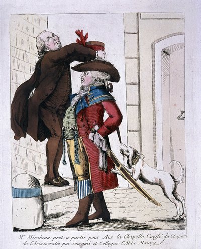 Honoré Gabriel Riqueti, Conde de Mirabeau (1749-1791) con el sombrero de la aristocracia por Abbé Maury preparándose para partir a Aquisgrán, finales del siglo XVIII de French School