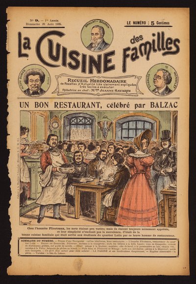 Honore de Balzac cenando en Flicoteaux, restaurante de París (grabado coloreado) de French School