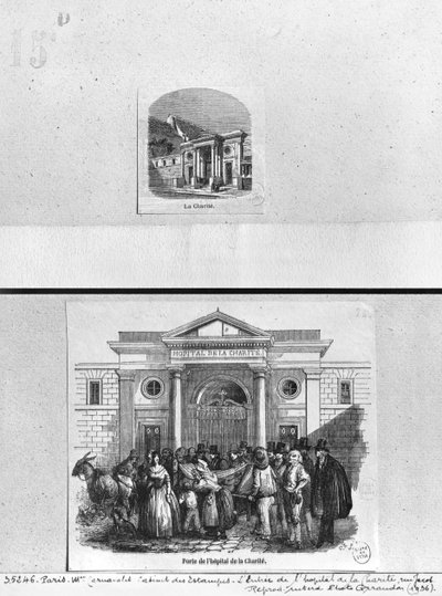 Hospital de la Caridad, la puerta de entrada en la rue Jacob, París de French School