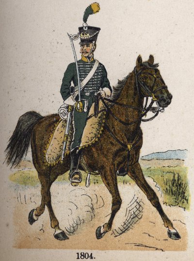 Cazador a caballo en 1804. Placa del libro Les Uniforms de l