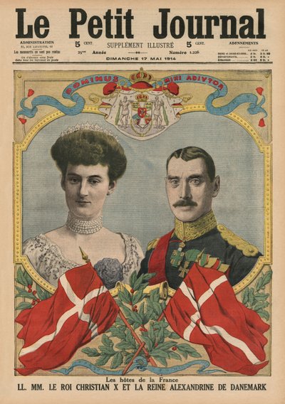 Huestes de Francia, el Rey Christian X y la Reina Alexandrine de Dinamarca, ilustración de portada de 