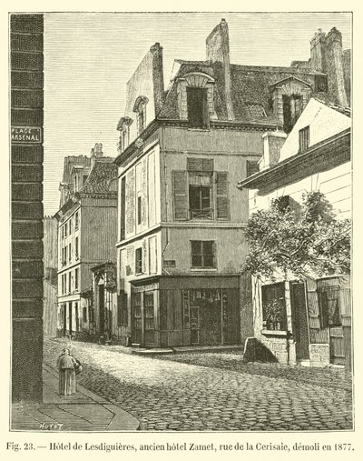 Hotel de Lesdiguières, antiguo hotel Zamet, calle de la Cerisaie, demolido en 1877 de French School