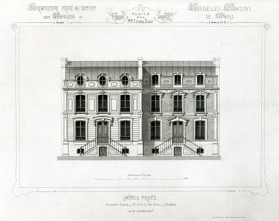 Hoteles Prives, 10 y 12 Rue Balzac, París, de Architecture Privee au C19th de French School