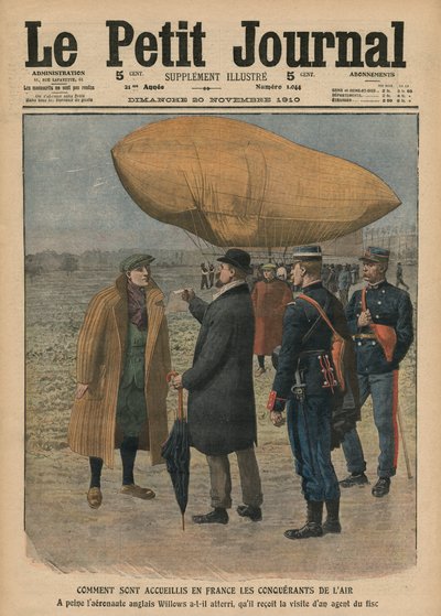 Cómo se recibe a los conquistadores del aire en Francia, Ernest Willows, ilustración de 