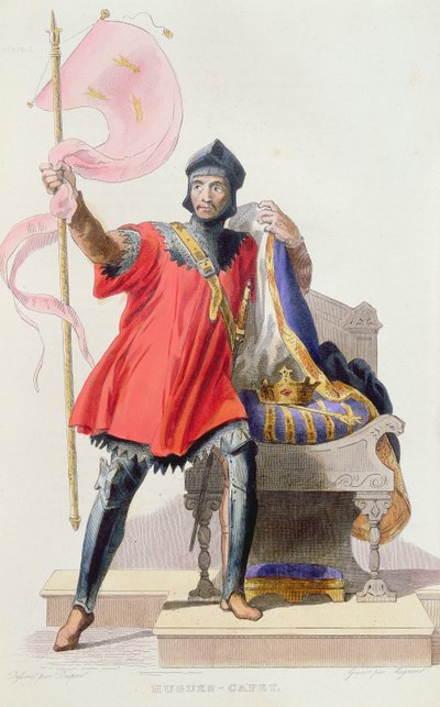Hugues I Capeto (941-996), Rey de Francia, de Le Plutarque Francais de E.Mennechet, 1835 (grabado en color) de French School