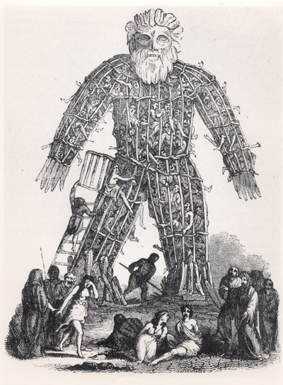 Sacrificio humano por druidas galos en un Hombre de Mimbre, del 