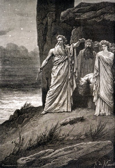 Sacrificio humano por un druida - en “Historia de Francia desde los tiempos más remotos hasta 1789” por M. Guizot de French School