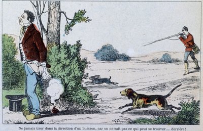 Accidente de caza - Imagen de Epinal: “La caza”, s.f., c. 1900 de French School