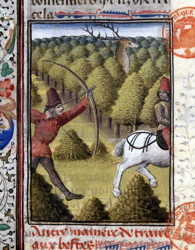 Escena de caza en El Libro de Caza de Gaston Phoebus, Conde de Foix, Señor de Béarn. Siglo XIV de French School
