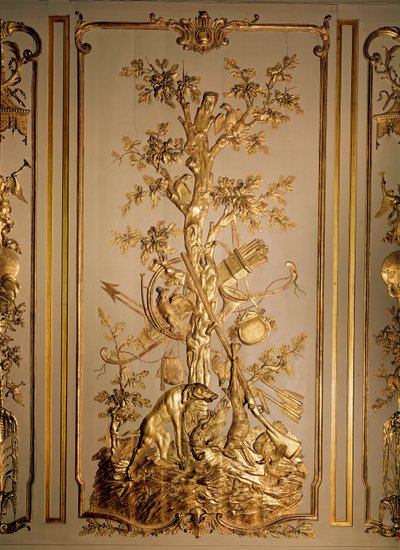 Escena de caza, paneles de madera originalmente del comedor del Hotel des Etats du Languedoc de French School
