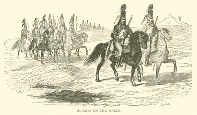 Húsares en marcha (grabado) de French School