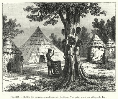 Cabañas de los salvajes modernos de África de French School