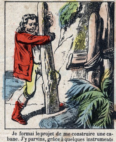 Ilustración para el libro de Daniel Defoe “Robinson Crusoe”. Imágenes de Epinal de finales del siglo XIX de French School