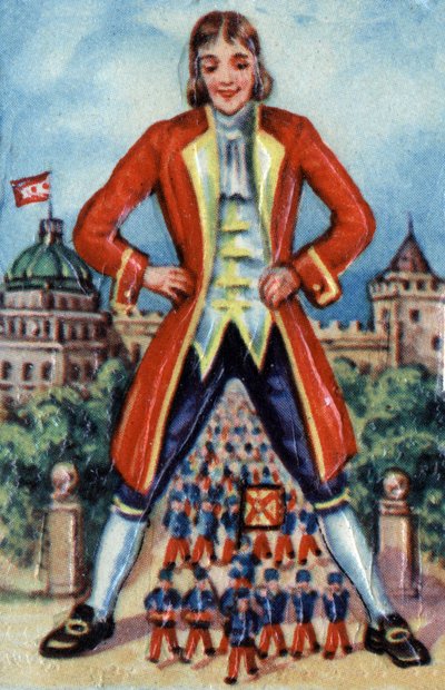Ilustración de "El viaje de Gulliver", escrito por Jonathan Swift, hacia 1900 (cromo) de French School
