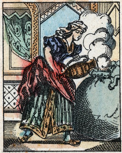 Ilustración para los cuentos de Las mil y una noches. Alí-Babá (Ali Baba). Grabado en madera de Imaging Pellerin - Epinal, sd. Finales del siglo XIX. de French School