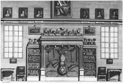 Ilustración de Cabinet de la Bibliothèque Sainte-Geneviève por el Reverendo Père Claude Du Molinet (1620-87) 1692 de French School
