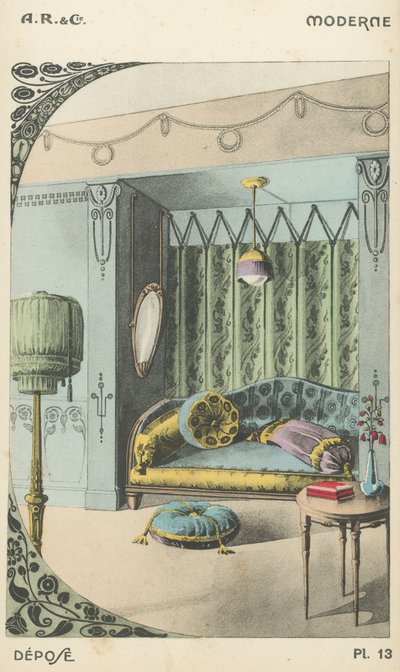 Ilustración del catálogo de productos de diseño interior de A R & Cie, Francia de French School