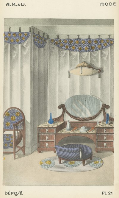 Ilustración del catálogo de productos de diseño interior de A R & Cie, Francia de French School