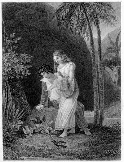 Ilustración de “Paul y Virginia”. Novela de Henri Bernardin de Saint Pierre (Saint-Pierre o St-Pierre), escritor francés (1737-1814) de French School