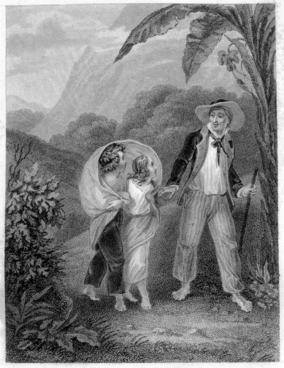 Ilustración de "Paul y Virginia". Novela de Henri Bernardin de Saint Pierre (Saint-Pierre o St-Pierre), escritor francés (1737-1814) de French School