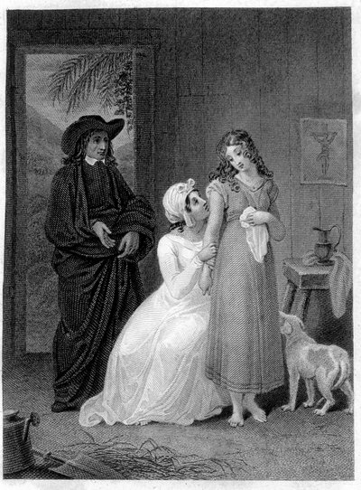 Ilustración de "Paul y Virginia": Virginia. Novela de Henri Bernardin de Saint Pierre (Saint Pierre o St Pierre), escritor francés (1737-1814) de French School