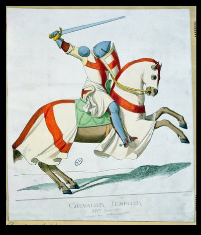 Ilustración de un Caballero Templario, después de un manuscrito del siglo XIV de French School