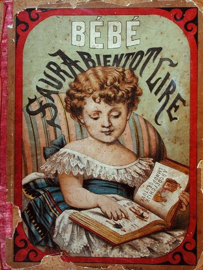 Ilustración de un niño aprendiendo a leer de French School