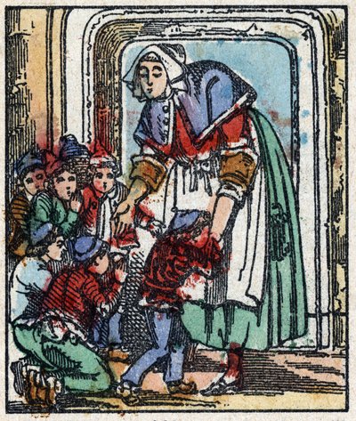 Ilustración del cuento "Pulgarcito" de Charles Perrault. Grabado en madera de Imaging Pellerin - Epinal, sd. Finales del siglo XIX. de French School