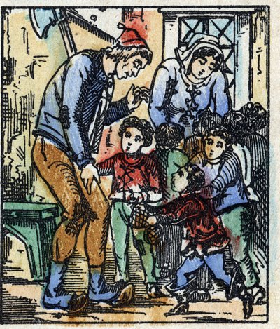 Ilustración del cuento "Pulgarcito" de Charles Perrault. Grabado en madera de Imaging Pellerin - Epinal, finales del siglo XIX. de French School