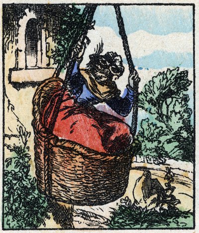 Ilustración del cuento “Raminagrobis y los ratones”. Grabado en madera de Imaging Pellerin - Epinal, finales del siglo XIX. de French School