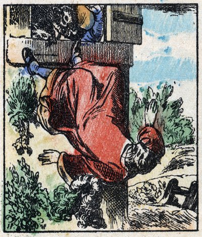 Ilustración del cuento "Raminagrobis y los ratones". Grabado en madera de Imaging Pellerin - Epinal, finales del siglo XIX de French School