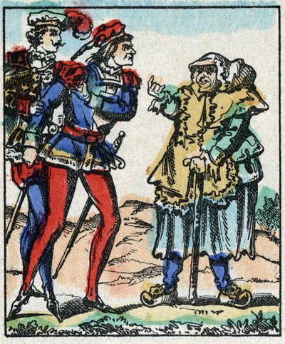 Ilustración del cuento “Las Aventuras de Grand Flandrin” Grabado en madera de Imaging Pellerin - Épinal, s.d. Finales del siglo XIX. de French School