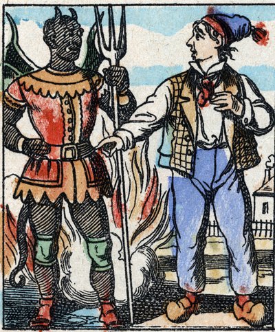 Ilustración del cuento “El Tenedor del Diablo” Grabado en madera de Imagerie Pellerin - Epinal, sd. Finales del siglo XIX. de French School