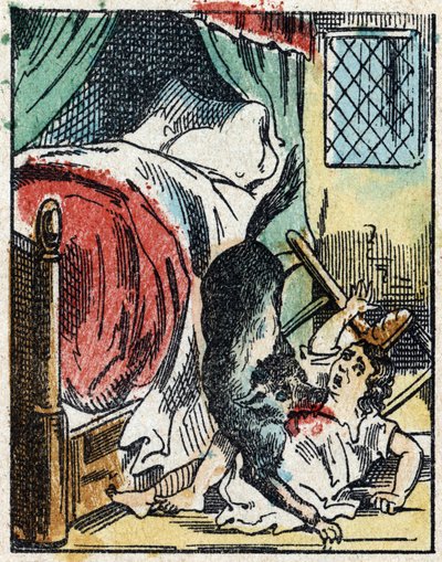 Ilustración del cuento “Caperucita Roja” de Charles Perrault. Grabado en madera de Imaging Pellerin - Épinal, s.d. Finales del siglo XIX. de French School