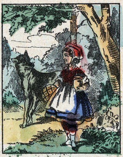 Ilustración del cuento "Caperucita Roja" de Charles Perrault. Grabado en madera de Imaginería Pellerin - Epinal, finales del siglo XIX. de French School