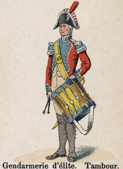 Guardia Imperial Napoleón I: Gendarmería de élite - Tambor. Lámina del libro Les Uniforms de l