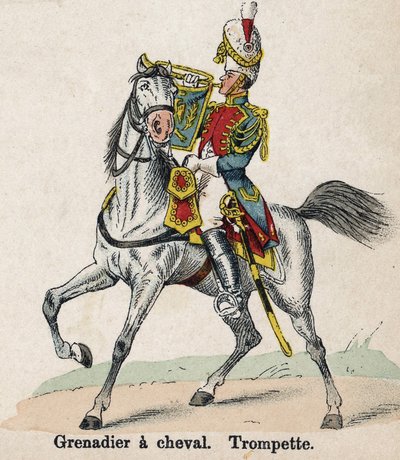 Guardia Imperial Napoleón I: Granadero a caballo - Trompeta. Lámina del libro Les Uniforms de l