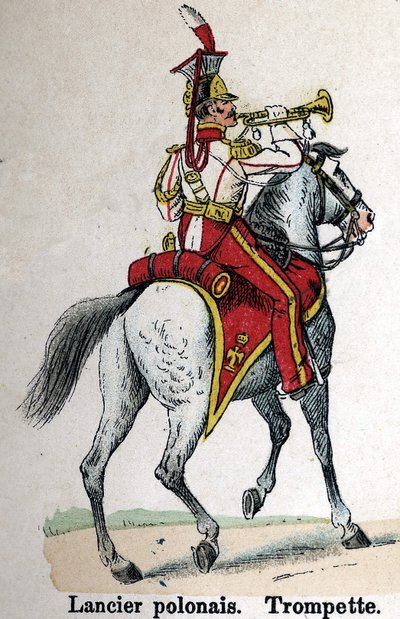 Guardia Imperial Napoleón I: Lancero Polaco - Trompeta. Lámina del libro Les Uniforms de l